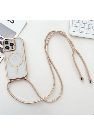 Crossboby Kordon Kaplama Telefon Kılıfı İphone 16e 16 15 14 13 Açık Gri