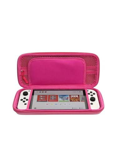 Nintendo Switch Ve Oled Uyumlu Fermuarlı Koruma Çnatası Dobe İtns-1130 3 Renk - Pembe
