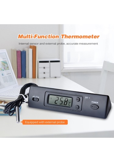 Mini Elektronik Dijital Araç Termometresi Siyah