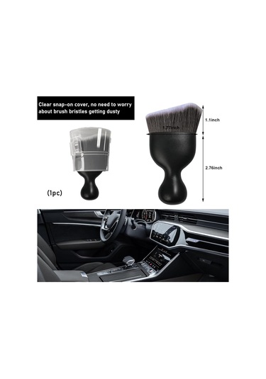 Reedark Araç İç Detay Temizleme Fırçası Yumuşak Eğik Tüy - Otomatik Toz Toplama - Panel & Klima Delikleri - Ev & Araç Kullanıma Uygun - Kahve/beyaz