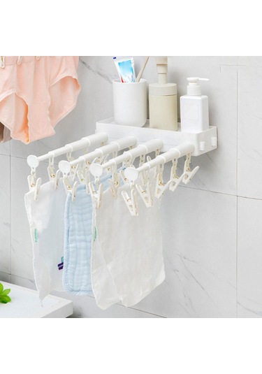 Homyl Klip Ve Damlama Askısı 20 Klipsli Depolama Eşarp Beyaz Beyaz Diğer