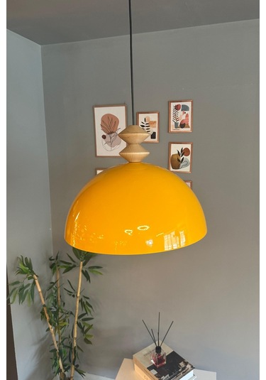 Linate Sarı Q Kafa Başlık Avize Tekli Sarkıt Salon Kuaför Dekoratif Aydınlatma SARI