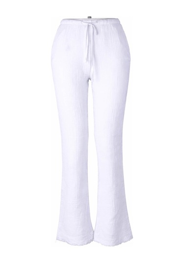Trender Kanvas Kadın Pantolon 5504 Beyaz