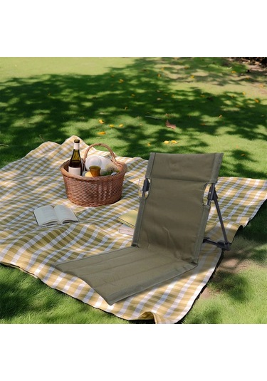 Taşınabilir Açık Katlanır Şezlong Bahçe Parkı Çim Tembel Sırtlı Siyah