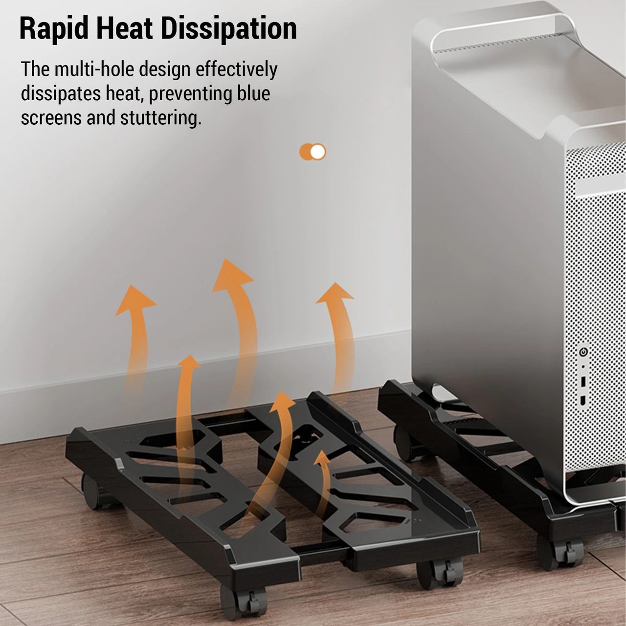 Yuntech01 Mobil Bilgisayar Kasası Standı, Ev/ofis Kullanıma Uygun, Genişlik Ayarlanabilir, Soğutma Delikleri, Frenli Tekerlekli, Aşınmaz Malzeme, Beyaz