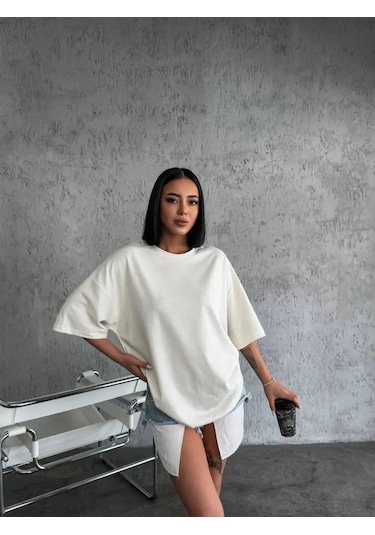 Buğrahayalin Düz Biskilet Yaka T-shirt - Beyaz Beyaz