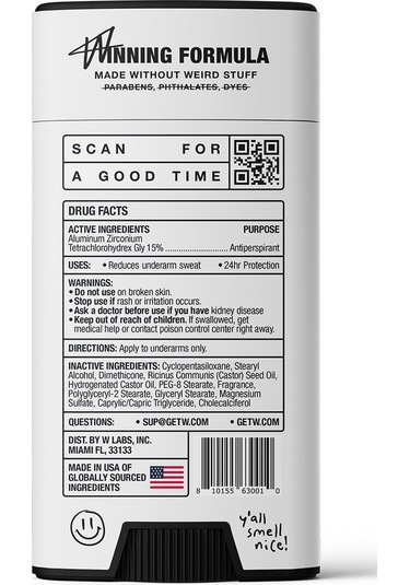 W Labs Fresh Ice Antiperspirant Stick Deodorant 74gr