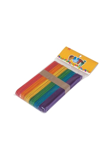 Puti Ahşap Renkli Geniş Dondurma - Dil Çubuğu Abeslang 50 Li