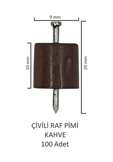 Çivili Raf Pimi Kahve 100 Adet Kahve