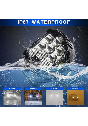 Honmex 3 İnç 150w Suv Led Farları 2 Adet - Orta Beyaz Sürekli, Yan Sarı Sürekli Ve Parlak Flaş Modu, Ip67 Su Geçirmez, 6000k 30000lm