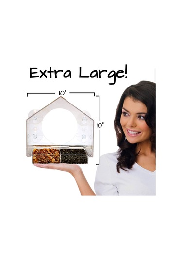 Vkemall Bahçe Kuş Yemleme Aleti Akrilik Dış Mekan Kuş Yemi Kutusu Düşmeyi Engeller Taşınabilir 20x10x21 Cm