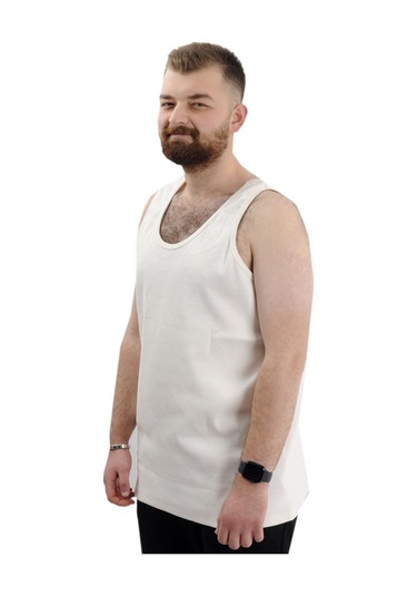 Mode Xl Büyük Beden Erkek Kolsuz Atlet 6341 Ekru