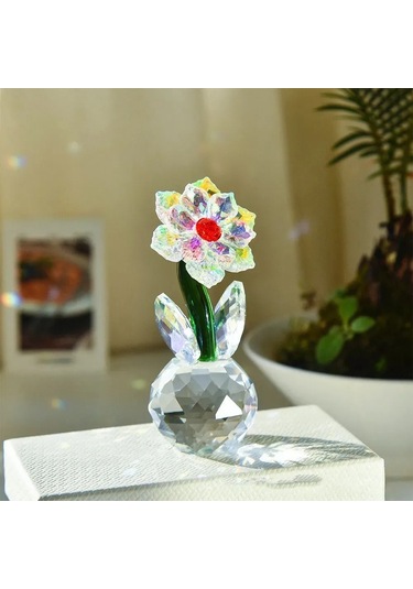 Yaleker Renkli Ayçiçeği Desenli Kristal Güneş Yakalayıcı - Dekoratif Ve Hediyelik