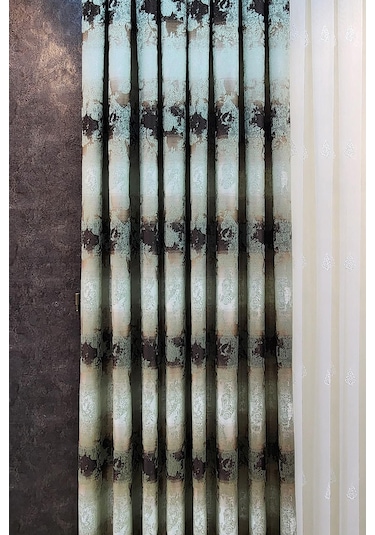 Ebruli Fon Perde Yeşil Kahverengi Renk Yeşil