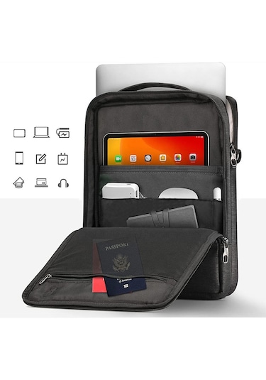 13.3-14 İnç Taşınabilir Laotop Çanta Su Geçirmez Çok Fonksiyonlu Omuz Crossbody Çanta