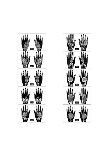 Geeroyoo El Tatu Stensili S102 - Pvc Malzeme, Tekrarlı Kullanım, Sağ-sol El Desenleri, Kol-bacak-gövde Uygulaması, Dıy Tatu Tasarımı