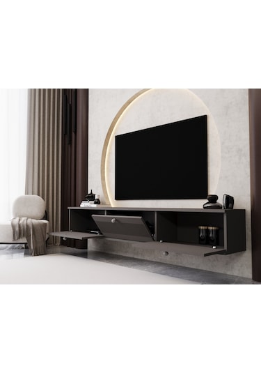 Melura Tv Ünitesi - Tv Sehpası 200 Cm Duvara Monte %100 Mdf Gri