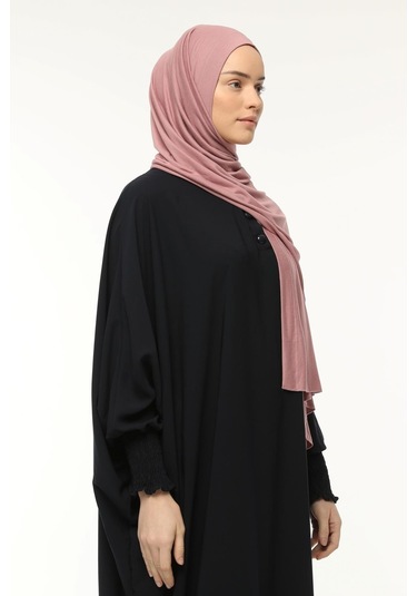 Hazır Pratik Geçmeli Lüks Düz Penye Şal Çapraz Hizalı Toz Pembe