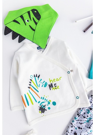 Babymod Figürlü 5 Parça Erkek Bebek Hastane Çıkışı Bebek Seti (542091223) Yeşil-0-3 Ay Çok Renkli