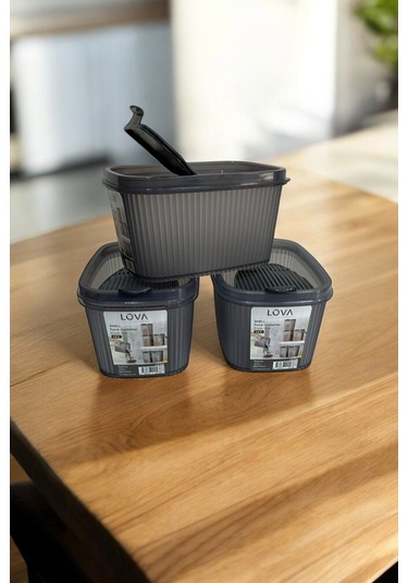 Shell Erzak Kabı 1300 Ml, Antrasit, 3'lü Set Antrasit