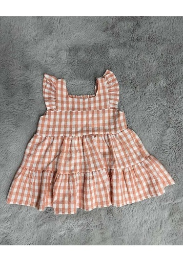 Müsli Kumaş Kız Çocuk-bebek Elbise Ekru - Camel