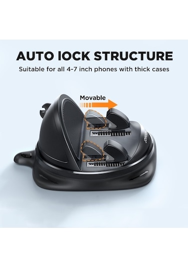 Trendooze Sones Joyroom Jr-zs354 360 Derece Dönebilen Kontrol Paneli Araç Telefonu Tutucu Siyah Oa Siyah