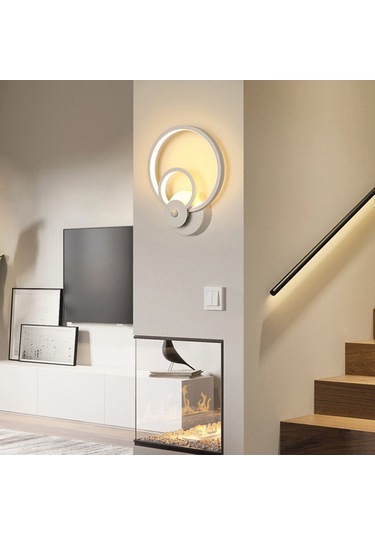 Ranyeek Alüminyum Modern Duvar Lambası - Yuvarlak, Beyaz Işık, 16w, Enerji Tasarruflu, Otel/ev, Yatak Odası/koridor/entrance B003 Diğer