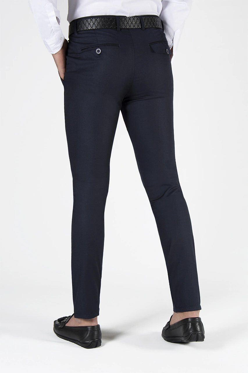 Veaven Erkek Lacivert Slim Fit Düz Model İtalyan Kesim Keten Pantolon Çok Renkli17
