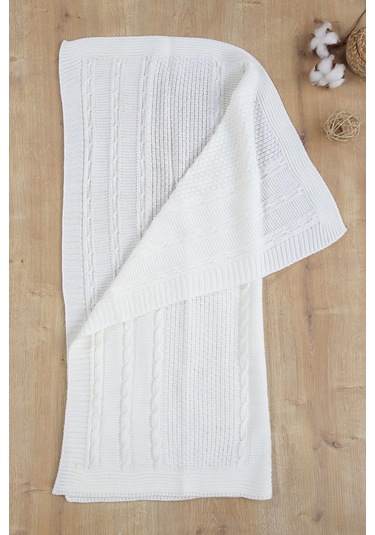 Kız Erkek Bebek Unisex Krem Triko Süslü Bebek Battabiyesi Stl6853 Beyaz - Fuşya