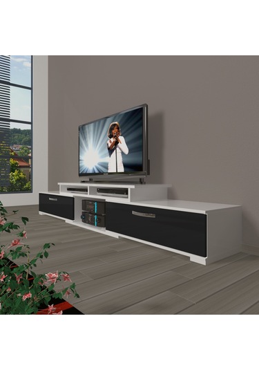 Decoraktiv Flex 130 Mdf Tv Ünitesi Tv Sehpası Beyaz - Siyah