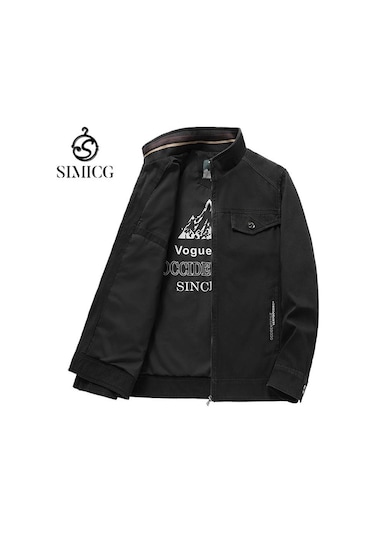 Sımıcg Sonbahar Erkek Ceket Büyük Beden Pamuklu Ceket Siyah