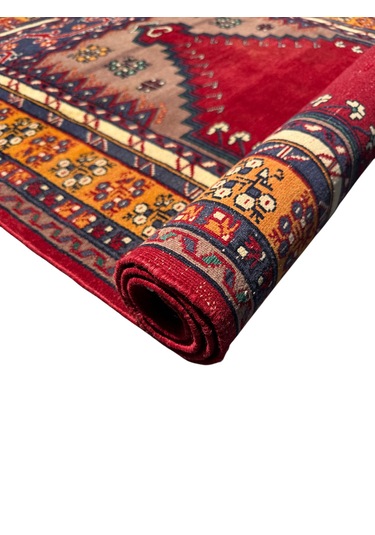 El Dokuma Vintage Kafkas Halısı 103x160 Kırmızı %100 Yün Namazlık
