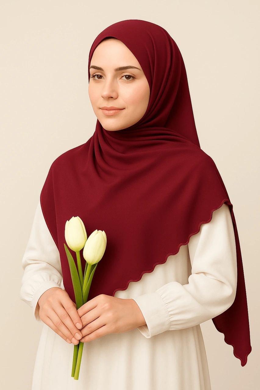 Enba Premium Jersey Sandy Şal - 75x190 Cm Bordo