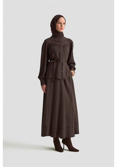 Armine Dantel Şeritli Etekli Takım 25k6134 Acı Kahve Acı Kahverengi