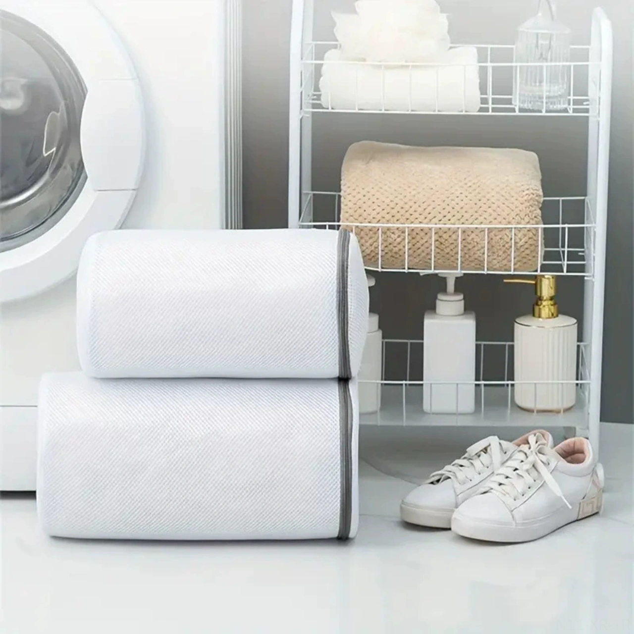 Xiyyadms Ayakkabı Yıkama Çantası Makineye Özel - Deformasyonu Önleyen, Derin Temizleyen, Seyahat Ve Saklama Ambalajı 30x18 Cm Beyaz