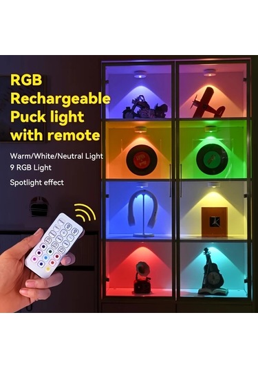 Willowhaven 3 Adet Uzaktan Kumandalı Şarj Edilebilir Rgb Gece Işığı Parlaklık Ayarı 12 Renk Modu Manyetik Dolap Aydınlatma Mutfak Banyo Yatak Odası Ofis