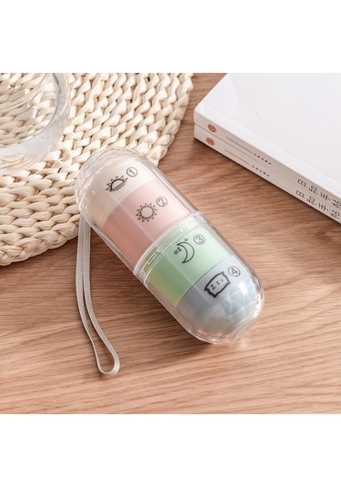 Samdoo Dört Bölmeli Pp+pc İlaç Kutusu - Günlük Sabah/öğle/akşam/gece Depolama 120g Çok Renkli