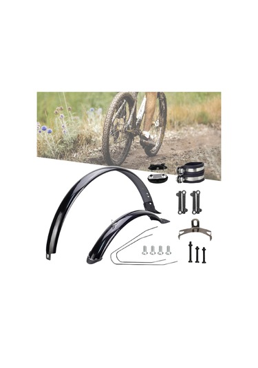 Suntek Dağ Bisikleti Çamurluklar 24 Siyah-braket-ve-kelepçe Siyah