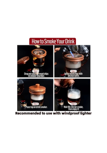 Honeybeeshop 1 Takım 5 Lezzet Ahşap Çip Isıtıcı Duman Kit Viski Şarap Ve Et İçin Erkek Hediyesi