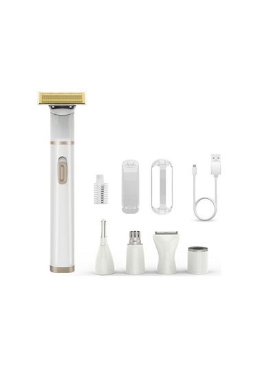 5'i 1 Arada Şarj Edilebilir Tüy Alma Makinesi Jilet Burun Kaş Tüy Alma Makinesi 5 Başlık
