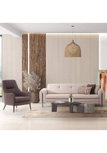 Salda 3+1 Salon&oturma Odası Koltuk Takımı - Krem&kahve