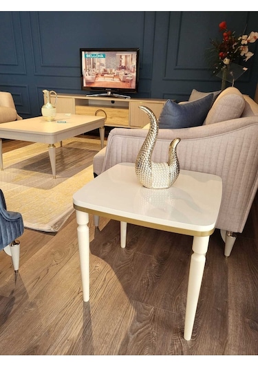 Akset Lüx Yan Sehpa Gold Krem