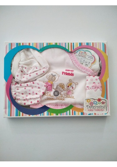 Zıbın Bebe Kız Pembe 5 Parça Pamuklu Çok Renkli