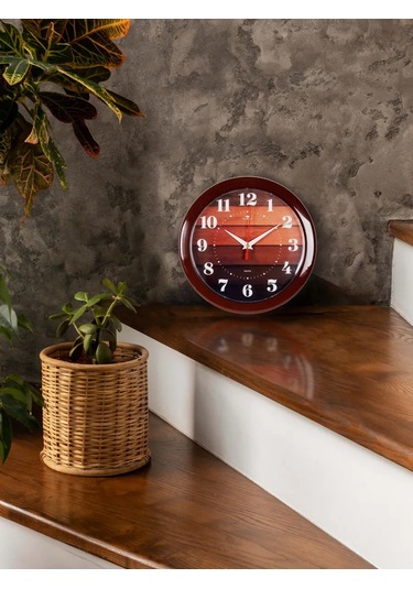 Rubın Salon İçin Parket Aksanlı Duvar Saati 24,5 Cm 189914722 Kırmızı-turuncu