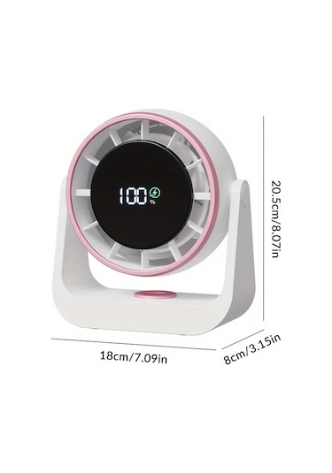 Xuweiwei Beyaz Gümüş Sessiz 100 Seviyeli Sonsuz Tornado Masa Fanı 4000mah Şarj Edilebilir Pil Usb Şarj Akıllı Dijital Ekran Ev Ofis Kamp