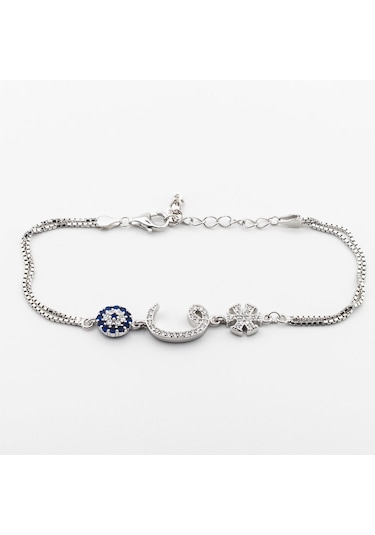 925 Ayar Gümüş Nazar Kar Tanesi Vavlı Kadın  Bileklik