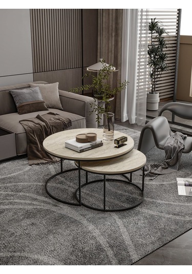 Orta Sehpa Ikili Lüx Specıal Traverten Bej