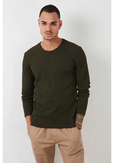 Buratti Pamuklu Bisiklet Yaka Slim Fit Basic Erkek Sweat 5905073 Haki