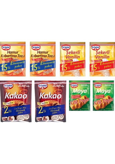 Dr. Oetker Vanilya + Kabartma Tozu + Maya + Kakao Set