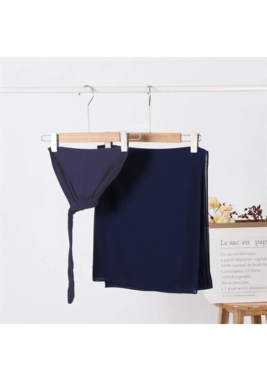 Noenname Null Kadın Şifon Başörtüsü & Jersey Undercap Seti - 2 Parçalı Lacivert